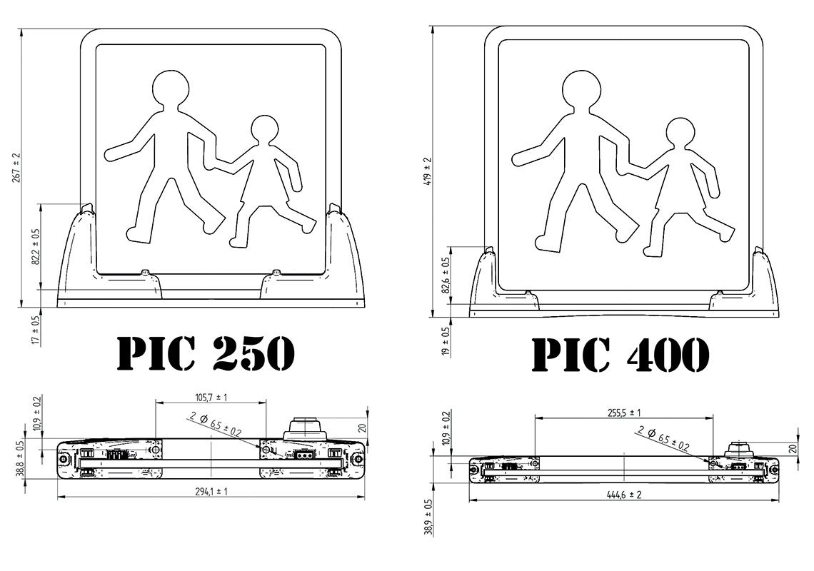 Front or rear LED pictogram with support for bus / coach